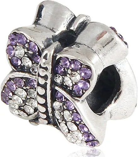 Vista 2 de Dije de mariposa con cristales australianos de plata de ley 925 con dije de animal para pulsera (A)