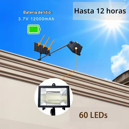 Vista 4 de Luz solar para señal, luces solares resistentes de 60 LED, iluminación para letreros al aire libre, 12000 mAh, iluminación comercial impermeable