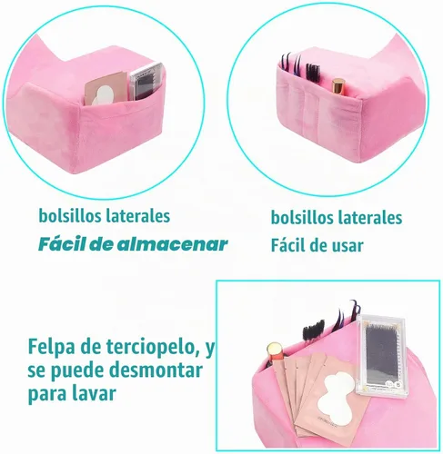 Vista 4 de Cómoda almohada de cuello de extensión de pestañas, almohada de contorno de cuello de espuma viscoelástica para apoyo para dormir, almohada de Rosa