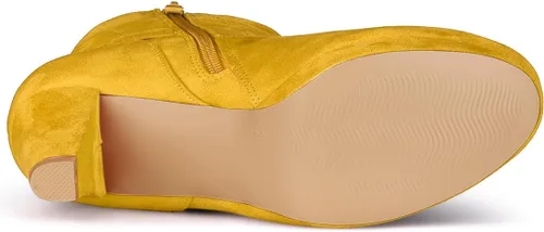 Vista 5 de Allegra K Botas de tacón medio con punta redonda para mujer