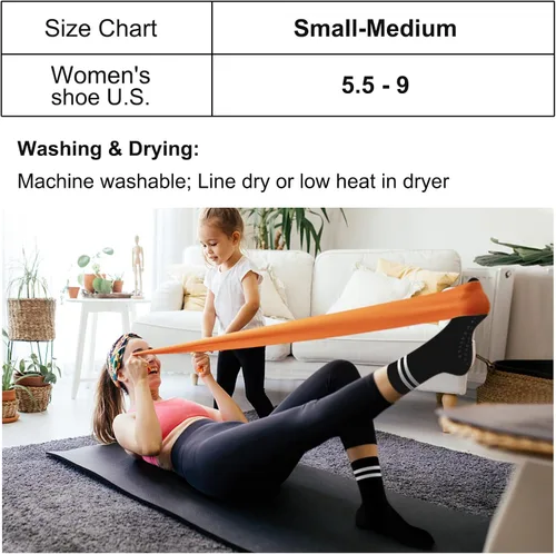Vista 5 de Calcetines de yoga con empuñaduras para mujer, calcetines antideslizantes para barra pura, ballet, baile, entrenamiento, hospital