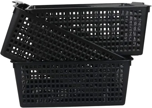 Vista 6 de Paquete de 3 contenedores de almacenamiento de plástico para organizar (negro)