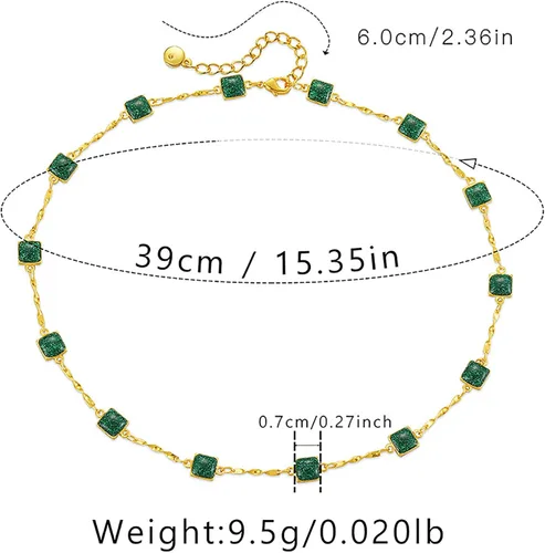 Vista 35 de Gargantilla con cuentas para mujer, chapada en oro de 18 quilates, gargantilla delicada para mujer