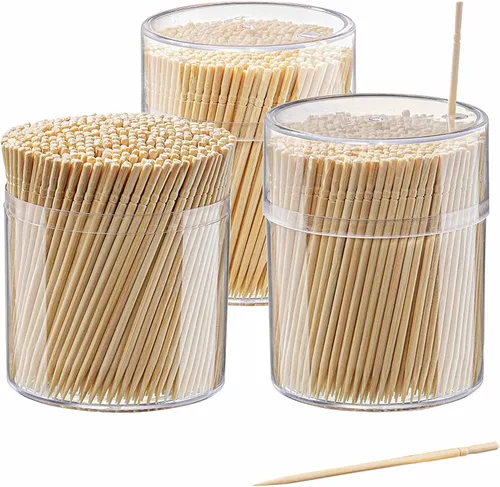 Vista 13 de GUSTO Paquete de 100 palillos de madera de 3 pulgadas, brochetas de bambú, palillos de dientes para cócteles, parrilla, aperitivos, frutas, barbacoa