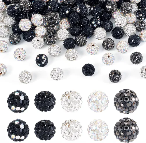 Vista 29 de Beadthoven - 100 cuentas de diamantes de imitación de arcilla de 0.394 pulgadas para la fabricación de joyas, cuentas de bola de disco de cristal