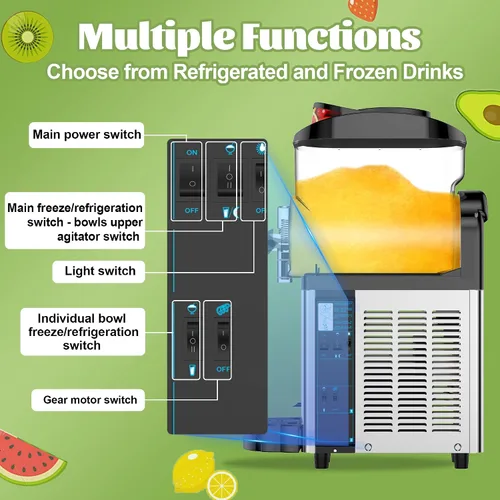 Vista 4 de Máquina comercial de granizados, Máquina granizada para el hogar, 12L Slushie Maker Frozen Drink Maker, No necesita hielo, Slush Cocktail Margarita