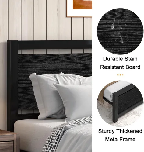 Vista 3 de Catrimown - Bases de cama individuales con cabecero, base de cama metálica de tamaño individual con fuerte soporte de listones de acero, cama