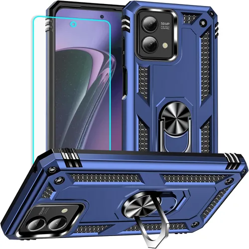 Vista 10 de Yiakeng Funda para Moto G Stylus 5G 2023, Motorola G Stylus 5G 2023 con protector de pantalla HD, fundas protectoras de grado militar con anillo