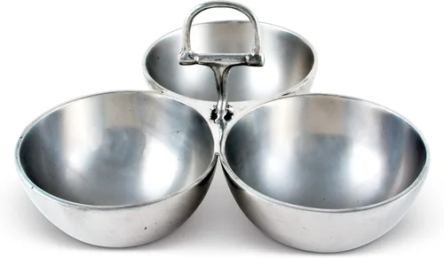 Vista 5 de Arthur Court Equestrian Horse - Juego de 3 tazones de nueces para dulces, aluminio fundido pulido a mano, 5.5 pulgadas de alto x 9 pulgadas de ancho