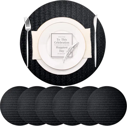 Vista 34 de PIGCHCY Juego de 4 manteles individuales en forma de cuña para mesa de comedor, tejido cruzado, lavables, resistentes al calor, manteles Bambúes