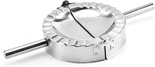 Vista 7 de Fabricante de empanadas de acero inoxidable de 5 pulgadas y toalla de limpieza, herramienta de molde Pierogi para ravioles, cortador de masa