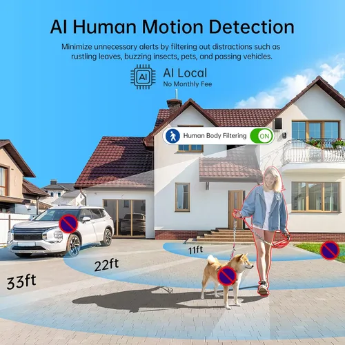 Vista 6 de Solar Security Cameras Wireless Outdoor: 2K Battery Powered WiFi Camera with AI Motion Detection for Home - Color Night Vision Spotlight Siren Alarm