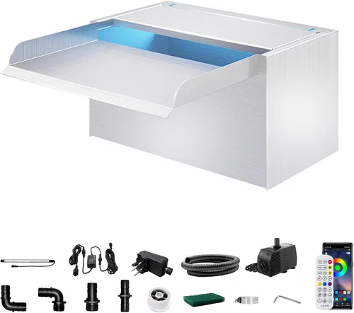Vista 26 de Longrun Caja de Cascada de Estanque con Kit de Bomba, Vertedero de Cascada de Estanque de Acrílico Transparente con Bomba de 396 GPH 1500L/H