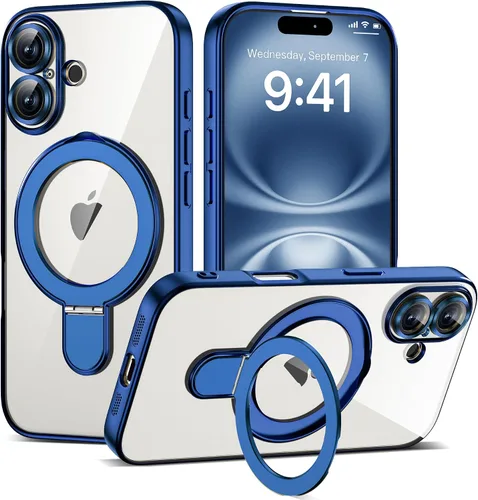 Vista 128 de Funda compatible con iPhone 12 con soporte de anillo magnético invisible [compatible con Mag-Safe] [Protector completo de lente de cámara] Funda