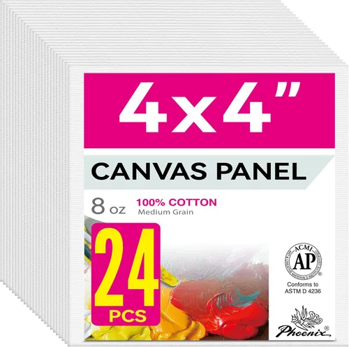 Vista 23 de PHOENIX Paneles de Lienzo Pequeños para Pintura de 3x5 Pulgadas, Paquete de Valor de 12 Unidades - 8 Oz Triple Imprimado 100% Algodón Libre de Ácido