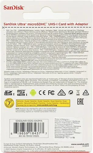 Vista 3 de Sandisk Ultra SDSQUNC-032G-AN6IA tarjeta de memoria flash de 32 GB, microSDHC UHS-I
