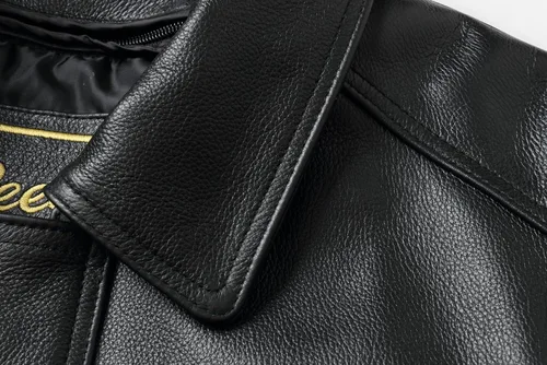 Vista 6 de REED Chaqueta de cuero genuino estilo americano para hombre