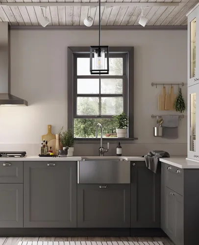 Vista 6 de Paquete de 1 lámpara colgante de isla de cocina negra de granja, altura ajustable, barra de metal colgante moderna con jaula de metal, pantalla