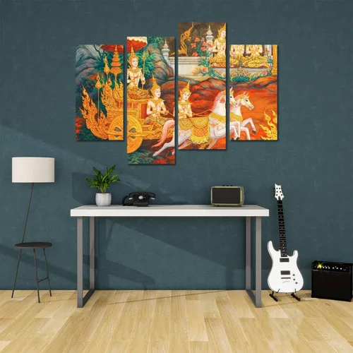 Vista 6 de obra maestra de la pintura tradicional tailandesa de estilo lienzo arte de pared pinturas colgantes ilustraciones modernas, impresiones abstractas