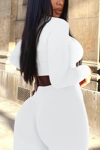Vista 2 de Mulisky Conjuntos casuales de 2 piezas para mujer, sexy y entallado conjunto de jogging con ombliguera de manga larga y pantalones deportivos largos