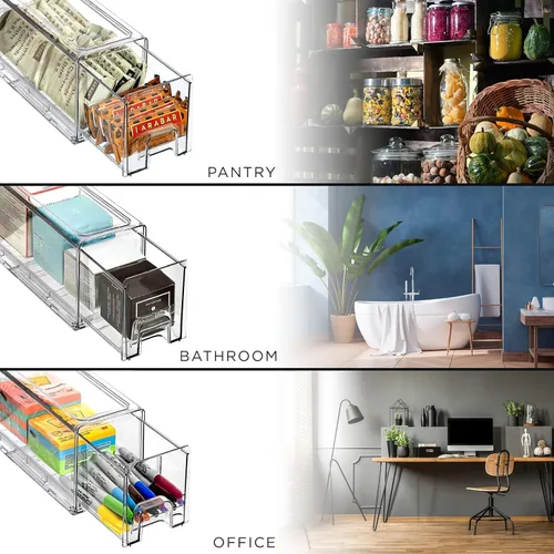 Vista 5 de Sorbus - Cajones para refrigerador, transparentes, apilables, contenedores organizadores extraíbles para cocina, congelador, tocador