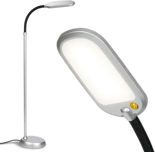 Vista 10 de Brightech Litespan - Lámpara de pie LED delgada, luz de lectura moderna sobre silla para salas de estar y oficinas, alta con cuello de cisne Madera