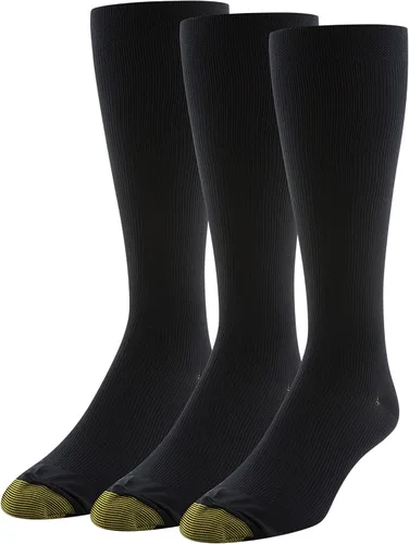 Vista 10 de GOLDTOE Calcetines de compresión suave sobre la pantorrilla para hombre, multipares