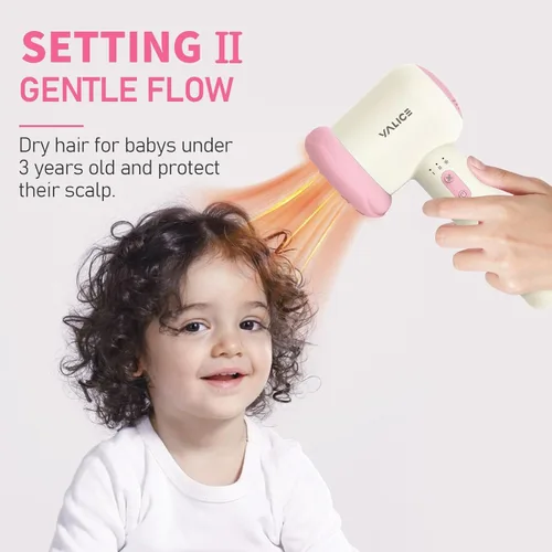 Vista 3 de YALICE Secador de pelo inalámbrico para bebés y niños, secador de pelo portátil con flujo de aire suave y cuidado iónico de bajo calor para bebés, 3