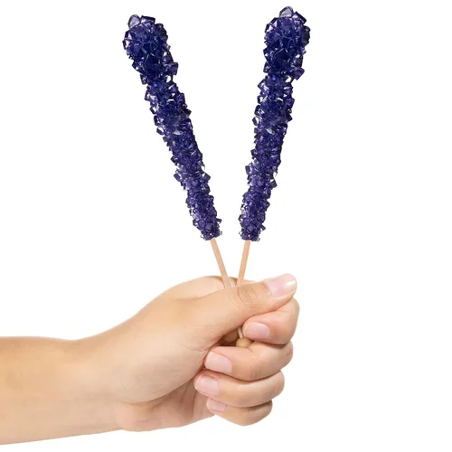 Vista 2 de Purple Rock Candy - Palitos de azúcar con sabor a uva, 12 caramelos morados envueltos individualmente