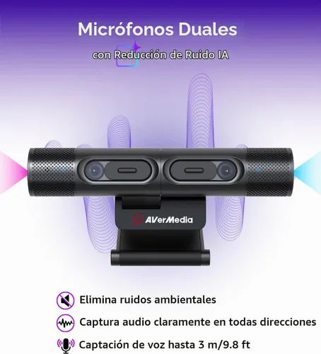 Vista 4 de AVerMedia PW313D DualCam 2K Cámara de documentos y cámara web para PC/Mac/portátil, enfoque automático, reducción de ruido con IA, enseñanza