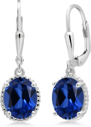 Vista 178 de Gem Stone King Aretes colgantes de gota para mujer, plata de ley 925, piedra natal ovalada de 0.354 x 0.276 in, joyería fina, regalos para ella