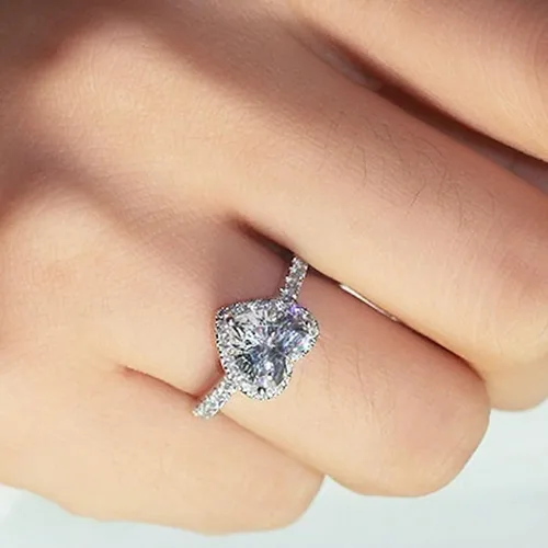 Vista 77 de Iumer - Anillo de zircón de dos piezas con incrustaciones de diamantes de imitación artificiales para mujer, talla 6-10.