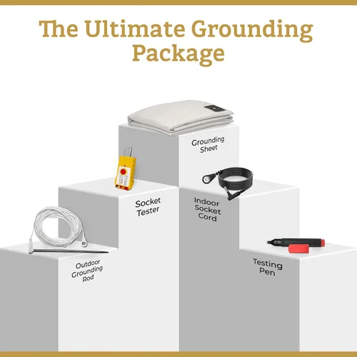 Vista 7 de Grounding Sheets Queen - Sábanas de tierra de algodón orgánico y fibra plateada para cama, varilla de conexión a tierra y cable incluidos para uso