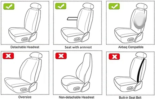 Vista 5 de Par de fundas de asiento delantero de automóvil para X1 X2 X3 X4 X5 X6 Z4 Protector de cuero sintético Fundas de asiento de automóvil, Funda
