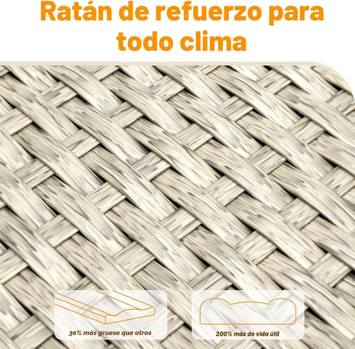 Vista 4 de UDPATIO Juego de muebles de patio al aire libre, sofá seccional modular de 7 piezas con mesa de té, juego de conversación al aire libre de mimbre PE