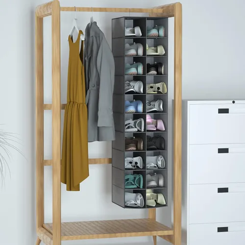 Vista 3 de coastal rose Organizador colgante de zapatos para armario, 20 secciones organizadores colgantes de armario y estantes de almacenamiento, soporte