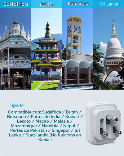 Vista 3 de VINTAR Adaptador tipo M para Sudáfrica, paquete de 2 enchufes plegables