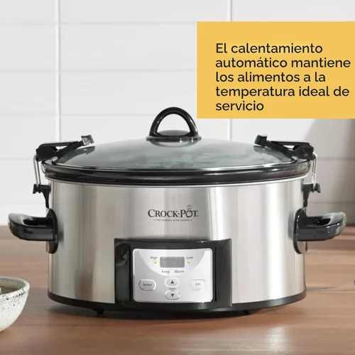 Vista 5 de Crock-Pot Cook & Carry - Olla de cocción lenta programable de 6 cuartos de galón con temporizador digital de acero inoxidable (CPSCVC60LL-S) paquete