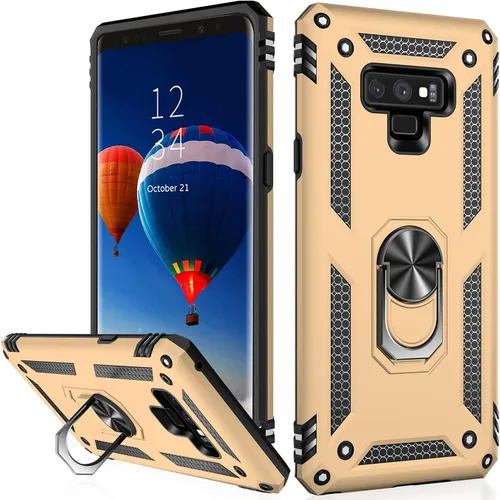 Vista 10 de IKAZZ Funda para Galaxy Note 9, TPU suave y flexible de doble capa y policarbonato duro, antideslizante, de cuerpo completo, resistente, funda Azul
