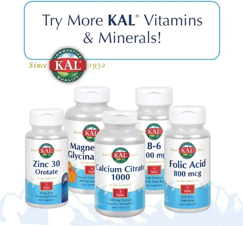 Vista 5 de KAL Cal/Mag/Zinc 1000 mg de calcio, 400 mg de magnesio y 15 mg de zinc Apoyo para huesos, músculos, corazón y sistema inmunológico 100