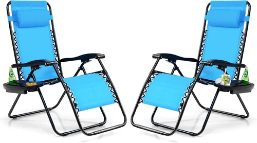 Vista 15 de Tangkula Zero Gravity - Silla plegable para patio, reclinable, ajustable, con soporte para tazas, reposabrazos anchos para patio, jardín, piscina