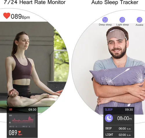 Vista 3 de Popglory Reloj inteligente, reloj inteligente con presión arterial, monitor de oxígeno en sangre, monitor de actividad física con monitor