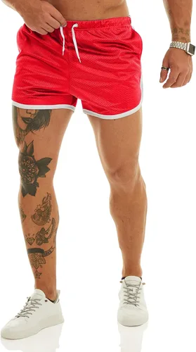 Vista 4 de Ouber Pantalones cortos ajustados para hombre, culturismo, entrenamiento, gimnasio, correr, pantalones cortos de levantamiento ajustados