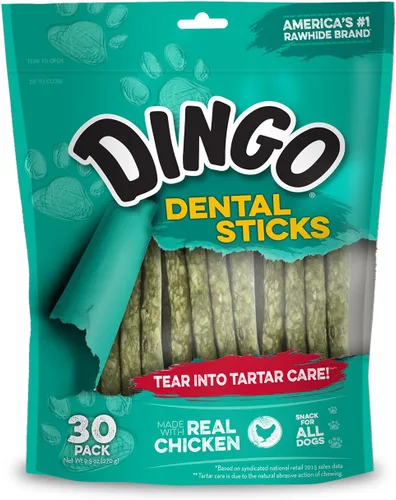 Vista 7 de Dingo Twist Sticks - Golosinas para perros de cuero crudo con pollo real, 50 unidades Long-Lasting Rawhide With Real Chicken, Provides Protein