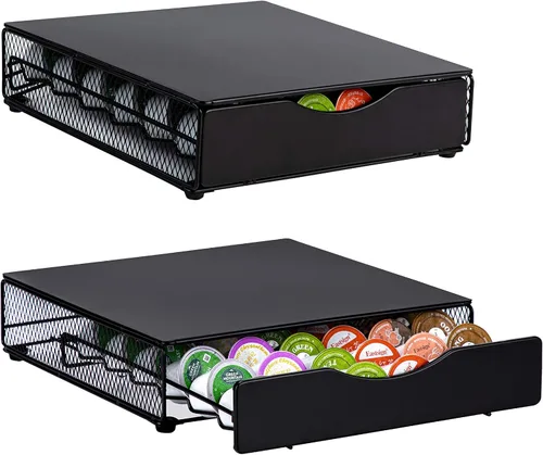 Vista 3 de K - Portavasos para mostrador pequeño para Keurig K-Cup, para Mr Coffee para té, color negro (36 cápsulas de un solo nivel)