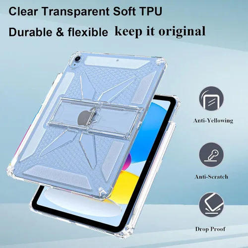 Vista 9 de Clear Stand Case for iPad Air 3 (Air 3rd Generation) 10.5 inch 2019 & iPad Pro 10.5 inch 2017 with Pencil Holder/Kickstand Soft TPU Back Silicone