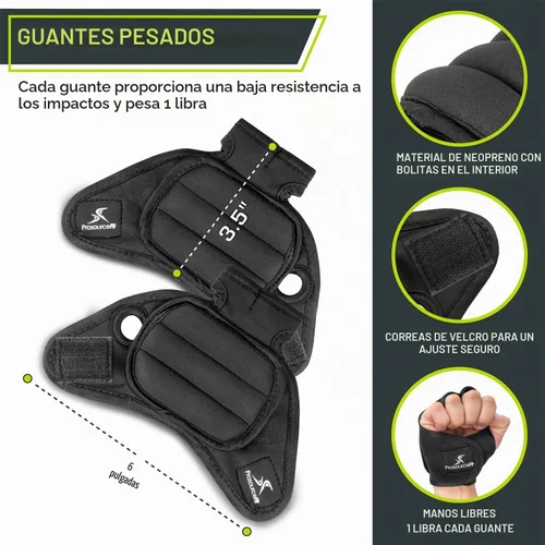 Vista 2 de ProsourceFit Guantes con peso, par de guantes muy resistentes de 2 lb. de neopreno para ejercicios de modelado y aeróbicos