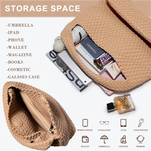 Vista 4 de Bolso tejido monederos y bolsos, bolso tejido de cuero vegano para mujer, bolso de mano tejido bolso de hombro bolso con asa superior con monederos..