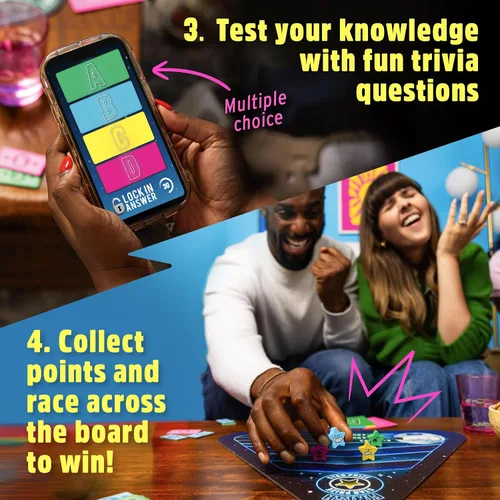 Vista 5 de Noche de Trivia en Vivo: Organiza Tu Propio Concurso de Preguntas, Nuevo Juego de Mesa para Familias y Amigos, Juego de Mesa Familiar, 2-6