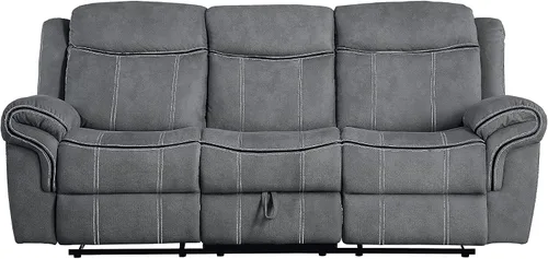 Vista 4 de Elountik Zubaida - Sofá reclinable de 3 plazas con consola y base de carga USB, sofá reclinable con cajón de almacenamiento en la base del asiento